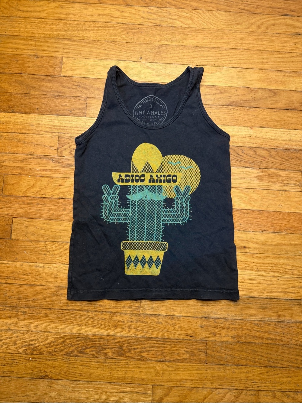 Tiny whales size 3 Adios Amigo' Black Graphic Tank Top